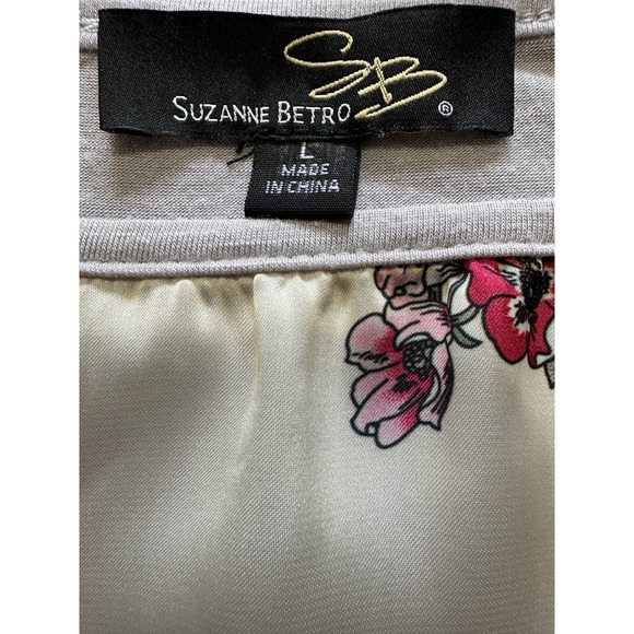 Suzanne Betro Mixed Media Floral Print Sleeveless Crew Neck Tunic, Size L - Picture 4 of 7